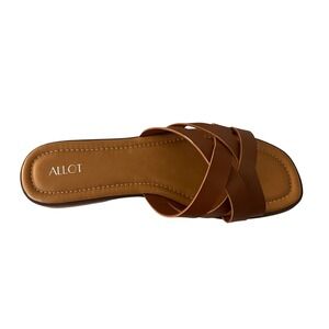 NEW Brown Criss Cross Strappy Slip On Sandals Casual Summer Womens‎ Size 9.5